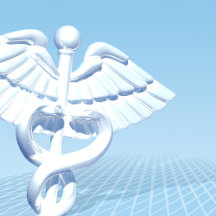Medical White 3D Caduceus Blue Design