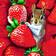 Squirrel In Strawberry Heaven 