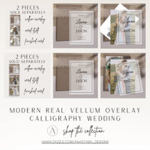 Modern Real Vellum Overlay Calligraphy Wedding