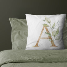 Letter "A" Monogram - Eucalyptus Greenery and Gold