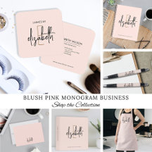 Blush Pink and Gold Monogram Office
