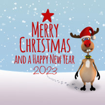 Funny Reindeer Christmas New Year Tree 2023