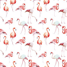 Watercolor Tropical Pink Flamingo 