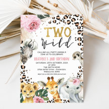 Boho Pink Floral Safari Cheetah Print Birthday