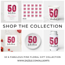 Feminine Pink Floral 50 and Fabulous Birthday