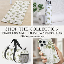 Timeless Sage Olive Watercolor Yoga Accessories