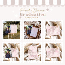 Hand Drawn Illustrated Pink Plaid Graduation