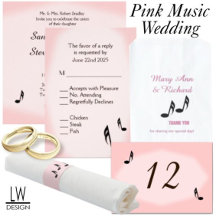 Pink Music Wedding Theme Invitation Suite