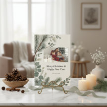 Artisan Winter Botanical Christmas Photo Card