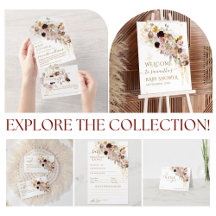 Wildflower Fall Elegant Gold Baby Girl Shower