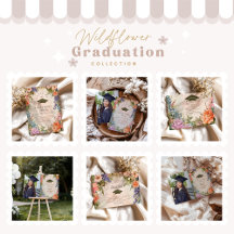 Cute Boho Meadow Orange Wildflower Graduation
