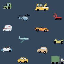 Boys Cute Transport Car Pattern Monogram Name Kids