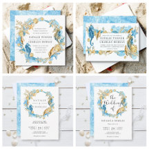 Under the Sea Blue Gold Invitation Collection