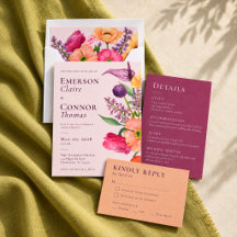Modern Colorful Poppy Garden Wedding Collection