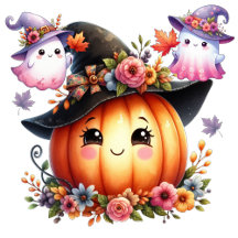 Ghosts and Pumpkin Halloween Design