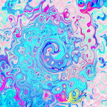 Groovy Abstract Retro Robin's Egg Blue Swirl