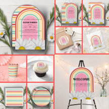 Retro Half Daisy Baby Shower 