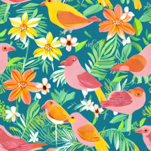 Bold Birds and Flower Pattern,