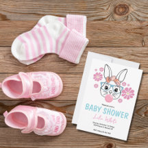 Pink Floral Bunny Girl Baby Shower  