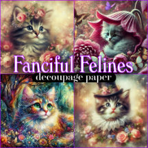 Fanciful Felines Decoupage Paper 
