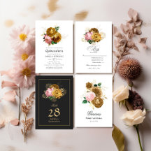 Blush Pink and Gold Floral Quinceañera