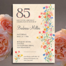 Floral 85th Birthday Wildflower Party Suite