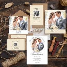Modern Photo Custom Qr code Wedding invite