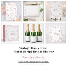 Vintage Dusty Rose Floral Script Bridal Shower