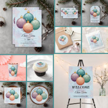 Blue Modern Pastel Christmas Ornament Baby Shower