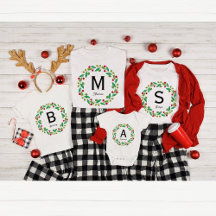 Matching Family Christmas - Monogram wreath