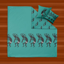 Teal & Black Kokopelli Southwest Decor