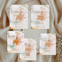 Blush Peach Floral Wedding Invitation Suite