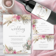 Bohemian Boho Watercolor Rose Wedding