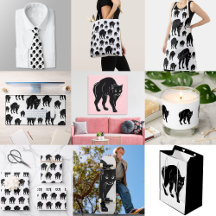 Halloween Prowling Black Cat Silhouette Drawing