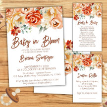Rust Beige Peach Floral Baby in Bloom Baby Shower