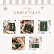 Photo Retro Gingham Santa & Friends Christmas