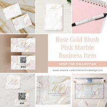 Rose Gold Blush Pink Marble Business