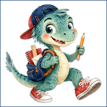 Watercolor Dinosaur Back to School Design for Kids