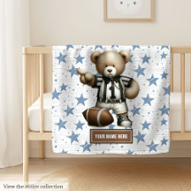 American Football Teddy Bears Blanket Boy #117B