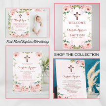 Pink Rose Floral Girl Baptism Christening Suite