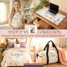 Elegant Floral Watercolor Monogram Home Decor