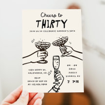 Hand Drawn Cheers to 30 Years Birthday Party