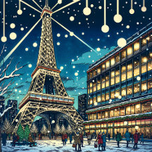 Pretty Eiffel Tower in Paris, France at Christmas 