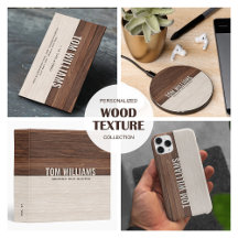 Elegant Brown Wood Texture Modern Style Monogram