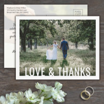 Modern Simple Typography Photo Wedding Thank You