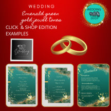 Emerald green gold jewel tones wedding collection