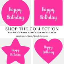 Happy birthday stickers in hot pink
