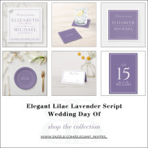 Elegant Lilac Lavender Script Wedding Day Of
