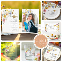 Gilded Watercolor Wildflower Graduation Collection