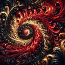 Abstract Swirling - Red, Gold and Black